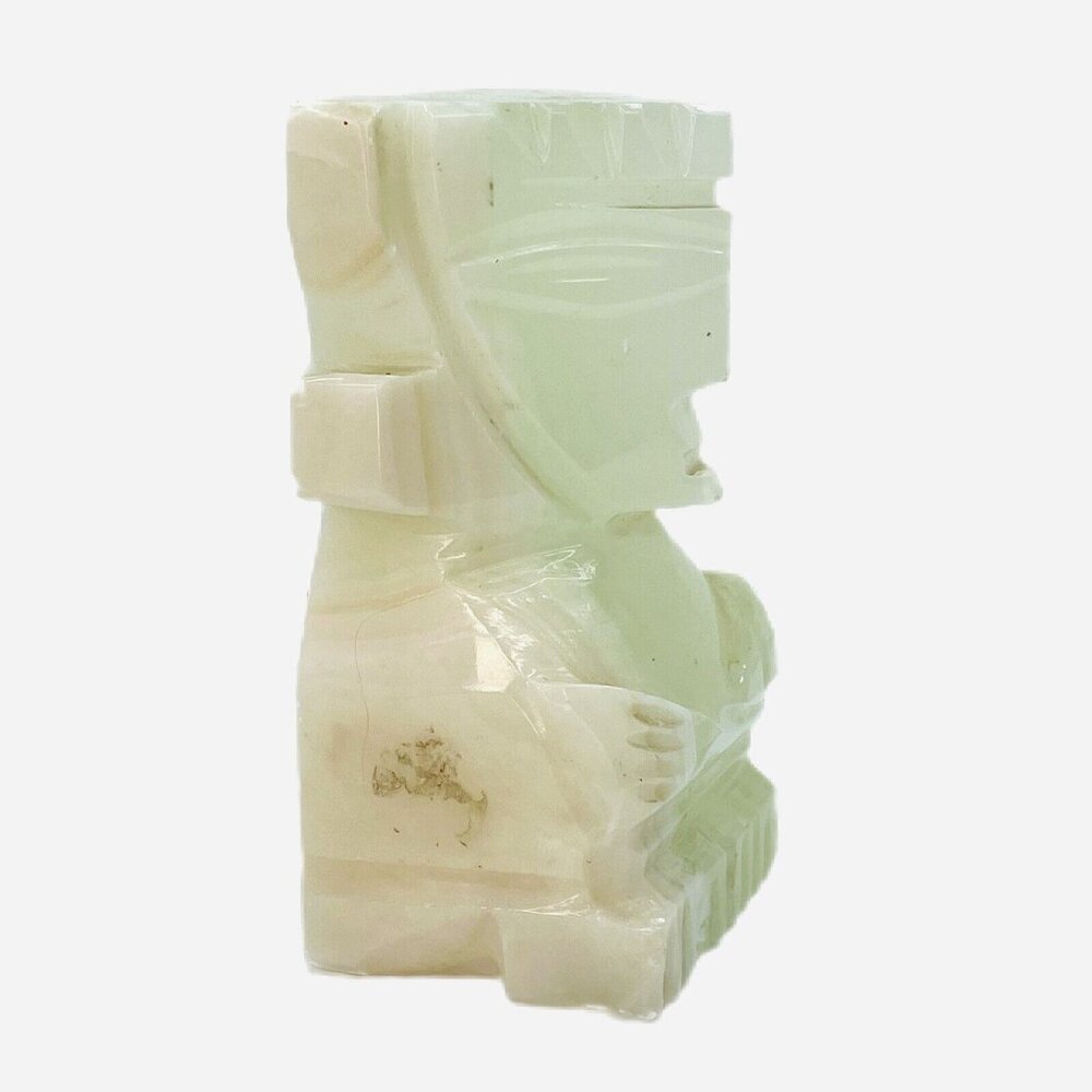 Vintage Hand Carved Onyx TIKI Aztec Mayan God Handmade Lucid Stone Bookend